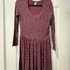 Old Navy Burgundy Long Sleeve Dress